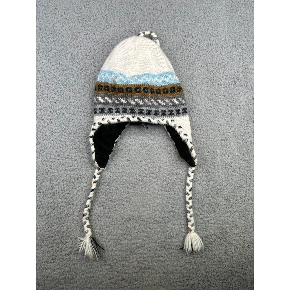 Alpaca blend braided beanie hat made in Peru
